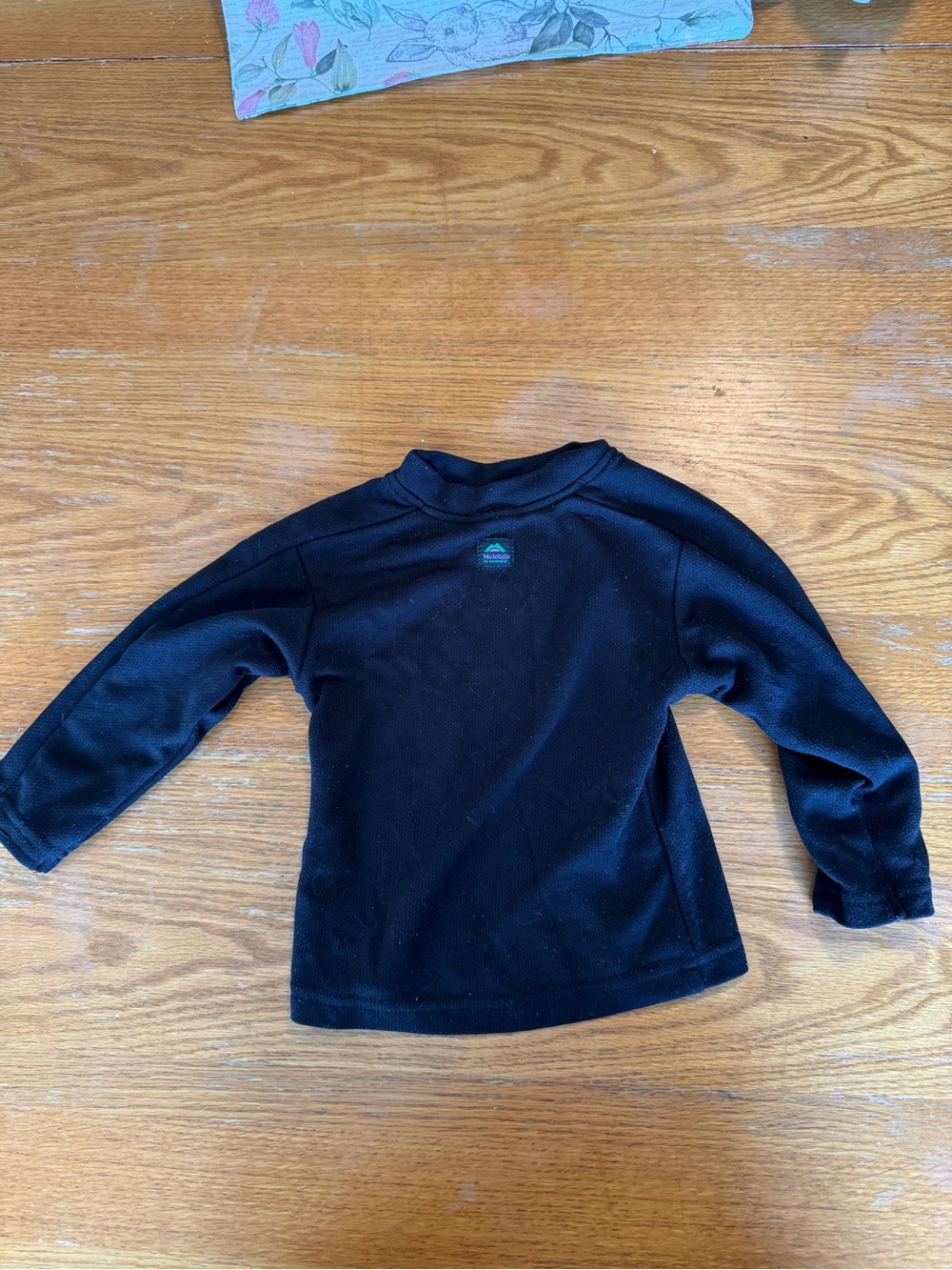 Kids Black Long-Sleeve Fleece Top with Subtle Logo